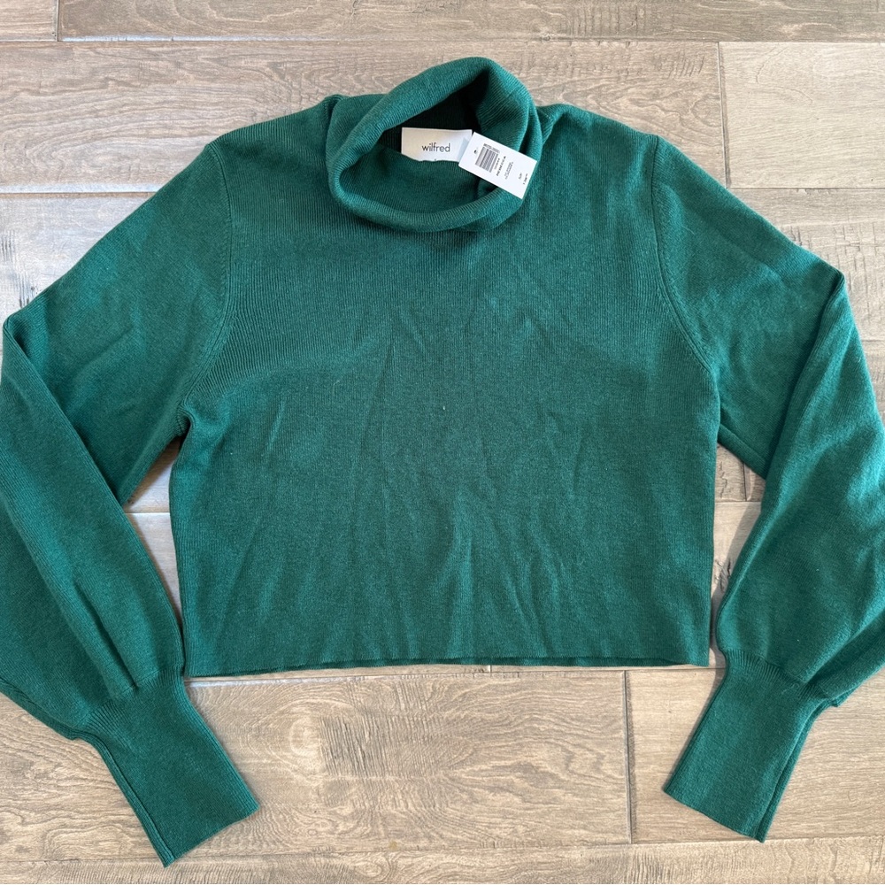 Wilfred Emerald Turtle Neck Crop Sweater